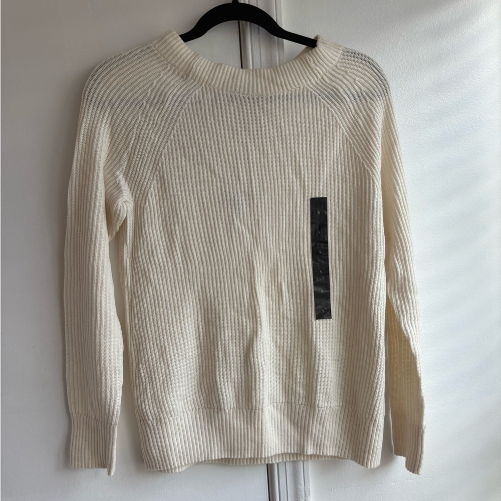 Banana Republic cream Keyhole Open Back Bow Tie knitted Crewneck Sweater Small